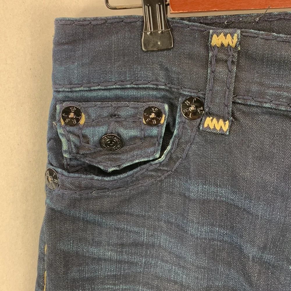 True Religion Ricky Relaxed Straight‎ Jeans Women’s Blue Dark Wash Denim Size 28 - Picture 4 of 16